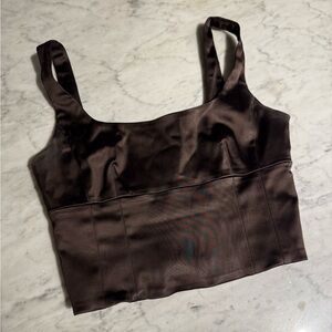 Aritzia cropped brown corset